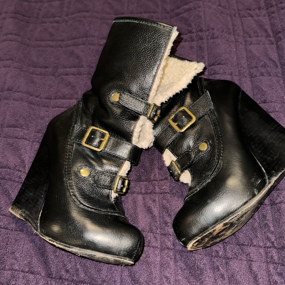 Betsey Johnson Fur Lined Wedge Boot